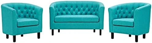 Modway Prospect Upholstered Fabric Living Room, Loveseat And Two Armchairs Set, Azure 10 Modway Prospect Upholstered Fabric Living Room, Loveseat And Two Armchairs Set, Azure - Image 8