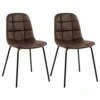 Thksbought Modern Chairs PU Leather Dining Chairs With Legs For Kitchen Living Room (Set Of 2 Dark Brown)