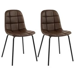 Thksbought Modern Chairs PU Leather Dining Chairs With Legs For Kitchen Living Room (Set Of 2 Dark Brown)