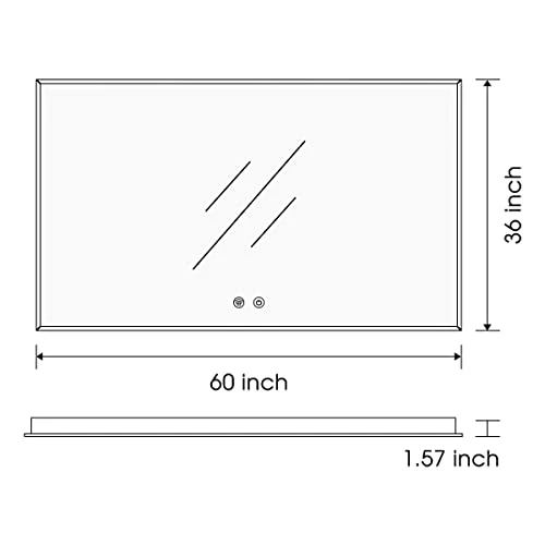 IOWVOE 60 X 36 Inch LED Mirror Backlit Bathroom Large Wall Mounted Vanity Makeup Mirror Dimmable Anti-Fog Lighted Mirror CRI 90 Adjustable Brightness 8 IOWVOE 60 X 36 Inch LED Mirror Backlit Bathroom Large Wall Mounted Vanity Makeup Mirror Dimmable Anti-Fog Lighted Mirror CRI 90 Adjustable Brightness - Image 6