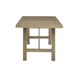 INK+IVY Sonoma Solid Wood Dining Table, Rectangular With Rustic Metal Truss Accent,Trestle Legs, Easy Assembly, Industrial Country, For Kitchen, Entryway, Family, Or Bedroom, Reclaimed Grey -Amazon Store 315PSIKiVLL