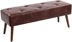 Furnimart Faux Leather Bench Ottoman, Tufted Button Bedroom Benches Footrest Stool In Solid Metal Legs, Long And Dining Bench, Indoor Bench For Entryway Living Room Bedroom (Leather-Black) 26 Furnimart Faux Leather Bench Ottoman, Tufted Button Bedroom Benches Footrest Stool In Solid Metal Legs, Long And Dining Bench, Indoor Bench For Entryway Living Room Bedroom (Leather-Black) -Amazon Store 315VDCgos0L. AC