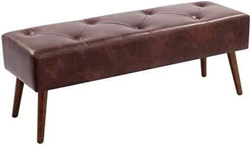 Furnimart Faux Leather Bench Ottoman, Tufted Button Bedroom Benches Footrest Stool In Solid Metal Legs, Long And Dining Bench, Indoor Bench For Entryway Living Room Bedroom (Leather-Black) 12 Furnimart Faux Leather Bench Ottoman, Tufted Button Bedroom Benches Footrest Stool In Solid Metal Legs, Long And Dining Bench, Indoor Bench For Entryway Living Room Bedroom (Leather-Black) - Image 10