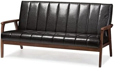 Baxton Studio BBT8011A2-Black Sofas, 29.45LX63.38WX31.59H, Black 7 Baxton Studio BBT8011A2-Black Sofas, 29.45LX63.38WX31.59H, Black - Image 5