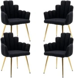 CIMOTA Black Dining Chairs Set Of 2 Velvet Upholstered Comfy Living Room Chairs Modern Finger Shape Back Vanity Chair With Arms For Makeup Room/Bedroom, 2PCS -Amazon Store 315cRnL5bL. AC