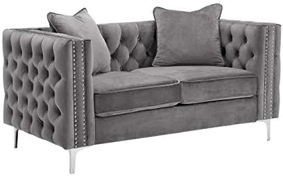 Lilola Home Lorreto Gray Velvet Sofa 8 Lilola Home Lorreto Gray Velvet Sofa - Image 6