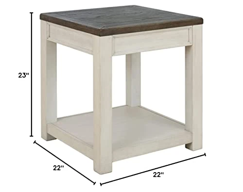 Signature Design By Ashley Bolanburg Farmhouse Square End Table With Floor Shelf, Weathered Brown & White 6 Signature Design By Ashley Bolanburg Farmhouse Square End Table With Floor Shelf, Weathered Brown & White - Image 4