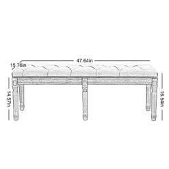 GOOLON French Bench Rectangle Ottoman Upholstered Padded Bench End Of Bed Ottoman Button Tufted With Carved Wood, For Bedroom Entryway Living Room Dining Room, Beige -Amazon Store 316cFdAw8PS