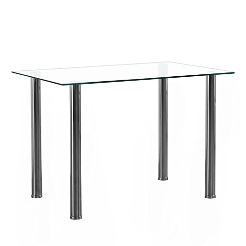Karl Home Modern Tempered Glass Dining Table, Kitchen & Dining Room Glass Tables With 4 Heavy-Duty Metal Legs, 200lbs Capacity, 43.3" L X 27.6" W X 28.9" H (Glass) 3 Karl Home Modern Tempered Glass Dining Table, Kitchen & Dining Room Glass Tables With 4 Heavy-Duty Metal Legs, 200lbs Capacity, 43.3" L X 27.6" W X 28.9" H (Glass)