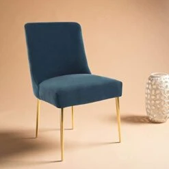 Safavieh Couture Home Nolita Glam Aegean Blue Velvet Dining Chair