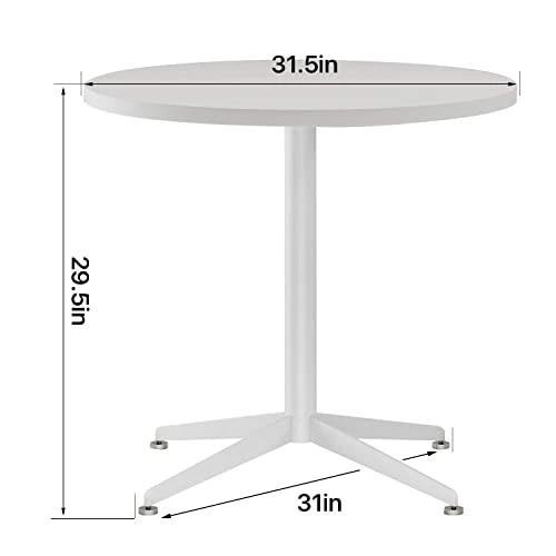 SENGLIDA White Dining Table Round Small Office Table Conference Table Coffee Meeting Table For Office Boardroom Kitchen Living Room Waterproof Desktop Easy Assembly 31.5 Inch 4 SENGLIDA White Dining Table Round Small Office Table Conference Table Coffee Meeting Table For Office Boardroom Kitchen Living Room Waterproof Desktop Easy Assembly 31.5 Inch - Image 2