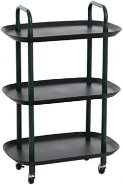 Main + Mesa Modern Plastic And Metal 2-Tier Trolley, Black And Dark Green -Amazon Store 3175CjzOqBL. AC