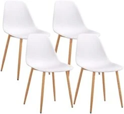 CangLong Washable PU Cushion Seat Back, Mid Century Metal Legs For Kitchen Dining Room Side Chair, Set Of 4, Brown -Amazon Store 3178L4hk7ZL. AC