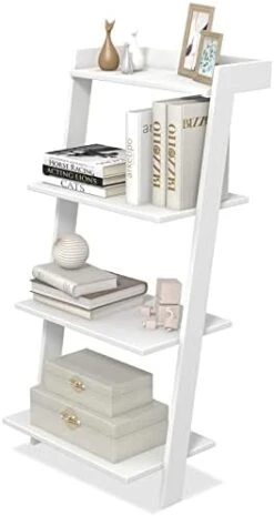 LOKO 4-Tier Ladder Shelf, 43” Tall Wooden Leaning Bookshelf Display Rack, Modern Ladder Bookshelf With Anti-Tipping Device And Top Raised Edge For Living Room, Study, Balcony (White) 17 LOKO 4-Tier Ladder Shelf, 43” Tall Wooden Leaning Bookshelf Display Rack, Modern Ladder Bookshelf With Anti-Tipping Device And Top Raised Edge For Living Room, Study, Balcony (White) -Amazon Store 317F8Dc88kL. AC