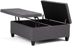 SIMPLIHOME Harrison 36 Inch Wide Square Coffee Table Lift Top Storage Ottoman In Upholstered Slate Grey Tufted Linen Look Fabric For The Living Room, Transitional -Amazon Store 317IUlJV0yL. AC