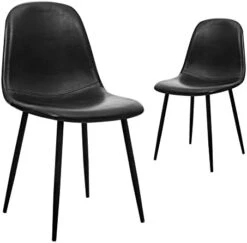 CangLong Washable PU Cushion Seat Back, Mid Century Metal Legs For Kitchen Dining Room Side Chair, Set Of 4, Brown -Amazon Store 317KuWWXrCL. AC