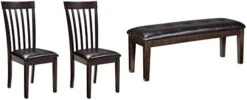 Signature Design By Ashley Hammis Rake Back Dining Room Chair, Set Of 2, Faux Leather, Dark Brown & Haddigan Traditional Upholstered Dining Room Bench, Dark Brown -Amazon Store 317RZS8APAL. AC