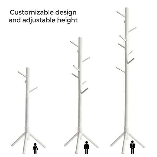 Coat Rack Freestanding Coat Rack Adjustable Wood Coat Tree With 8 Hooks Easy To Assemble Coat Hanger Stand For For Bags, Clothes, Umbrellas, Hats, In Home And Office (White)… 4 Coat Rack Freestanding Coat Rack Adjustable Wood Coat Tree With 8 Hooks Easy To Assemble Coat Hanger Stand For For Bags, Clothes, Umbrellas, Hats, In Home And Office (White)… - Image 2