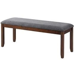 KOTEK Dining Room Bench, Kitchen Dining Bench With Cushion, Upholstered Ottoman Entryway Bench, Rubber Wood 47.5 X 15.5 X 19.5 Inches