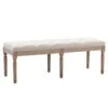 GOOLON French Bench Rectangle Ottoman Upholstered Padded Bench End Of Bed Ottoman Button Tufted With Carved Wood, For Bedroom Entryway Living Room Dining Room, Beige -Amazon Store 317iv0KSdeS