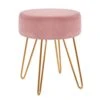 Duhome Velvet Ottoman, Makeup Vanity Stool, Contemporary Stool, Mongolian Round Metal Stool, Vanity Stool, Furry Ottoman Stool, Modern Accent Stools, Pink