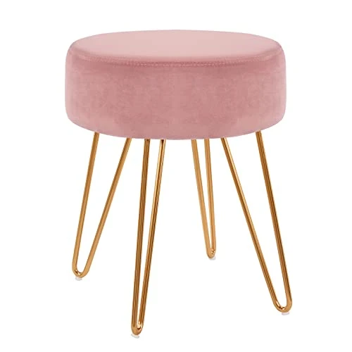 Duhome Velvet Ottoman, Makeup Vanity Stool, Contemporary Stool, Mongolian Round Metal Stool, Vanity Stool, Furry Ottoman Stool, Modern Accent Stools, Pink 3 Duhome Velvet Ottoman, Makeup Vanity Stool, Contemporary Stool, Mongolian Round Metal Stool, Vanity Stool, Furry Ottoman Stool, Modern Accent Stools, Pink