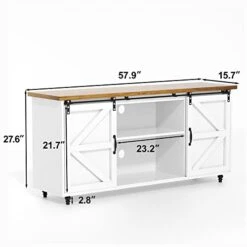 Farmhouse Coffee Bar Cabinet, 58’’ Kitchen Buffet Sideboard Cabinet With Sliding Barn Door, Coffee Bar Table With Adjustable Shelves, White Buffet Table With Storage,Living Dining Room Storage Cabinet 10 Farmhouse Coffee Bar Cabinet, 58’’ Kitchen Buffet Sideboard Cabinet With Sliding Barn Door, Coffee Bar Table With Adjustable Shelves, White Buffet Table With Storage,Living Dining Room Storage Cabinet -Amazon Store 3186aVqDfTL