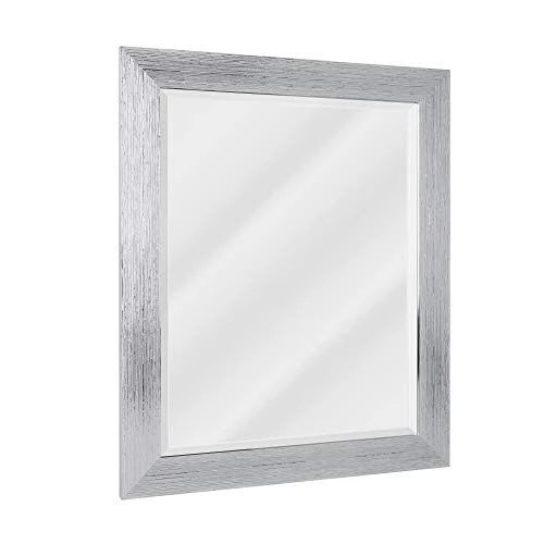 Head West Textured Chrome Rectangular Framed Beveled Accent Wall Vanity Mirror - 27.5 X 33.5 3 Head West Textured Chrome Rectangular Framed Beveled Accent Wall Vanity Mirror - 27.5 X 33.5