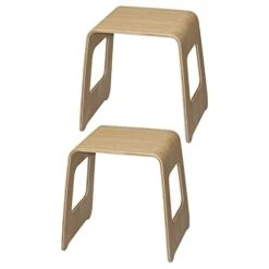 Briteman 2 Pack Bamboo Stackable Dining Bench, Simple Creative Square-Hole Bamboo Stools One-Piece Bending Process For Office Kitchen Bathroom Bedroom, Installation-Free (2) -Amazon Store 318TJLSiGSL