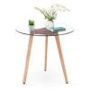 Ivinta Round Glass Dining Table, Modern Leisure Table With Wood Legs For Kitchen Dining Room Living Room, Accent Table Small Tea Table For 2, Space Saving, 31.5 Inch 1 Ivinta Round Glass Dining Table, Modern Leisure Table With Wood Legs For Kitchen Dining Room Living Room, Accent Table Small Tea Table For 2, Space Saving, 31.5 Inch -Amazon Store 318XdtukBoL