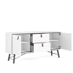 Tvilum Door, 2 Drawer Sideboard, White Matte/Black -Amazon Store 318ZF2ZV4uL