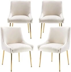 ZHENGHAO Velvet Dining Chairs Set Of 6, Modern Accent Kitchen Chairs With Gold Legs Upholstered Guest Chairs For Living Room/Kitchen/Restaurant, White 26 ZHENGHAO Velvet Dining Chairs Set Of 6, Modern Accent Kitchen Chairs With Gold Legs Upholstered Guest Chairs For Living Room/Kitchen/Restaurant, White -Amazon Store 318d3YDaLWL. AC