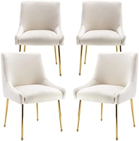 ZHENGHAO Velvet Dining Chairs Set Of 6, Modern Accent Kitchen Chairs With Gold Legs Upholstered Guest Chairs For Living Room/Kitchen/Restaurant, White 12 ZHENGHAO Velvet Dining Chairs Set Of 6, Modern Accent Kitchen Chairs With Gold Legs Upholstered Guest Chairs For Living Room/Kitchen/Restaurant, White - Image 10