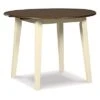 Signature Design By Ashley Woodanville Cottage 40" Round Drop Leaf Dining Table, Cream & Brown