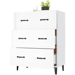 ZJWZSLI Sideboard High Gloss White Engineered Wood,Vintage Solid Reclaimed Wood Home Decor,Accent Cabinet For Living Room,for Kitchen Dining Room,Entryway,Kitchen Pantry 27.4"x13.4"x35.4" -Amazon Store 3199VAnBI7L