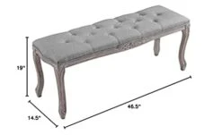 Modway Regal Vintage French Upholstered Bench In Light Gray -Amazon Store 319IsfVoJGL