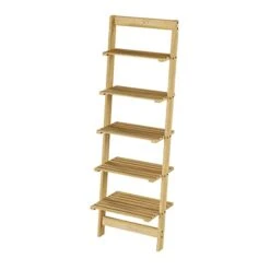 5-Tier Ladder Shelf - Wooden Narrow Leaning Book Shelf For Bedroom, Living Room, Or Kitchen Shelving - Boho Home Decor By Lavish Home (Oak) 12 5-Tier Ladder Shelf - Wooden Narrow Leaning Book Shelf For Bedroom, Living Room, Or Kitchen Shelving - Boho Home Decor By Lavish Home (Oak) -Amazon Store 319QSfP3PBL