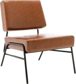 Recaceik Mid-Century Modern Leather Accent Chair, Upholstered PU Leather Chair, Lounge Living Room Chair With Metal Frame, Comfy Reading Armless Chair Home Furniture, Coffee -Amazon Store 319Qdp2rdmL. AC