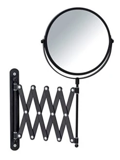 Wenko Cosmetics Exclusive Telescopic Wall Mirror With 3X Mirror Surface Diameter 16 Cm 300% Magnification, Metal, Black, 6350 X 219 X 37.38.5 Cm