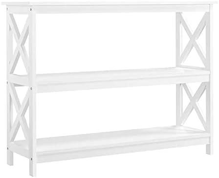 Topeakmart 42 Inch Long Console Sofa Table X Design Narrow Entryway Hallway Table W/ 3 Storage Shelves For Living Room, White 12 Topeakmart 42 Inch Long Console Sofa Table X Design Narrow Entryway Hallway Table W/ 3 Storage Shelves For Living Room, White - Image 10