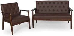 AILEEKISS Mid-Century Loveseats Sofa Couch 2 Seater Sofa Modern Faux Leather Retro Arms Loveseat Upholstered Wooden Lounge Accent Chair For Living Room (Brown 2-seat) 13 AILEEKISS Mid-Century Loveseats Sofa Couch 2 Seater Sofa Modern Faux Leather Retro Arms Loveseat Upholstered Wooden Lounge Accent Chair For Living Room (Brown 2-seat) -Amazon Store 319YtMHEjL. AC