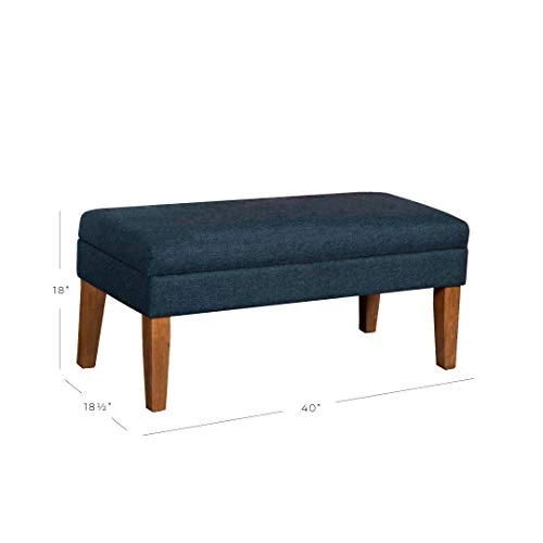 Homepop Home Decor | Upholstered Decorative Storage Ottoman Bench | Ottoman Bench With Storage For Living Room & Bedroom | Decorative Home Furniture, Navy Large 5 Homepop Home Decor | Upholstered Decorative Storage Ottoman Bench | Ottoman Bench With Storage For Living Room & Bedroom | Decorative Home Furniture, Navy Large - Image 3