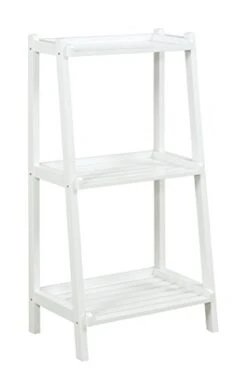 New Ridge Home Goods 2027-WHT Solid Wood Ladder Style Bookcase Bookshelf, Small, White