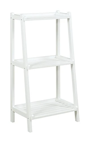 New Ridge Home Goods 2027-WHT Solid Wood Ladder Style Bookcase Bookshelf, Small, White 3 New Ridge Home Goods 2027-WHT Solid Wood Ladder Style Bookcase Bookshelf, Small, White