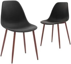 CangLong Washable PU Cushion Seat Back, Mid Century Metal Legs For Kitchen Dining Room Side Chair, Set Of 4, Brown -Amazon Store 319ns8hlsPL. AC