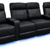 Valencia Piacenza Home Theater Seating | Premium Top Grain Nappa 9000 Leather, Power Recliner, Power Headrest, LED Lighting (Row Of 4 Loveseat Center, Black) -Amazon Store 319otKMgOyS