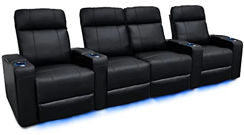 Valencia Piacenza Home Theater Seating | Premium Top Grain Nappa 9000 Leather, Power Recliner, Power Headrest, LED Lighting (Row Of 4 Loveseat Center, Black) 3 Valencia Piacenza Home Theater Seating | Premium Top Grain Nappa 9000 Leather, Power Recliner, Power Headrest, LED Lighting (Row Of 4 Loveseat Center, Black)