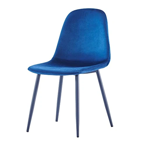 Btrpily 4 Set Of Dining Chairs, Metal Frame Dining Chair For Kitchen Room,Velvet Fabric Seat Chair For Living Room, Bedroom(Blue) 5 Btrpily 4 Set Of Dining Chairs, Metal Frame Dining Chair For Kitchen Room,Velvet Fabric Seat Chair For Living Room, Bedroom(Blue) - Image 3