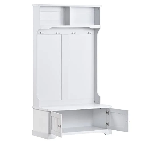 Entryway Bench With Coat Rack And Shoe Storage, Entry Bench With Storage And Coat Hooks,Entryway Storage Bench With Coat Rack, Hall Tree With Shoe Storage, White Halltree Entryway With Storage Bench 7 Entryway Bench With Coat Rack And Shoe Storage, Entry Bench With Storage And Coat Hooks,Entryway Storage Bench With Coat Rack, Hall Tree With Shoe Storage, White Halltree Entryway With Storage Bench - Image 5