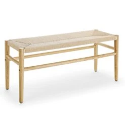 GENERIC Indoor Bench With Paper Cord And Rubber Wood Legs Natural Solid Farmhouse Finish -Amazon Store 31A5SOdgSIL